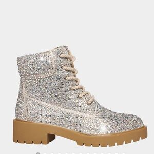 Betsey Johnson Hudson Rhinestone Combat Boots